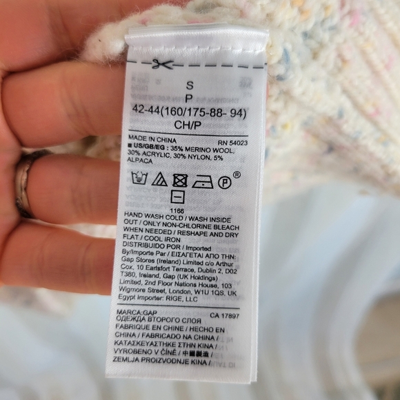 Gap Maternity Bobble Sleeve Crewneck‎ Sweater Confetti Cream Size Small - Picture 7 of 9